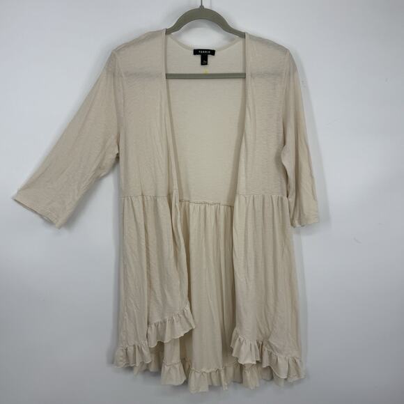 Torrid Cream Ruffle Hem Blouse - Picture 8 of 8